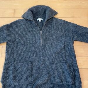 Madewell gray over the head quarterzip knit sweater